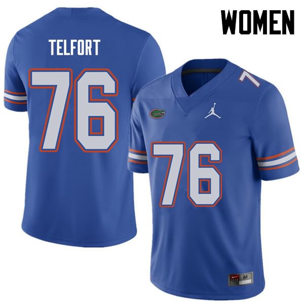 NCAA Florida Gators Kadeem Telfort Women's #76 Jordan Brand Royal Stitched Authentic College Football Jersey MQV1564MW